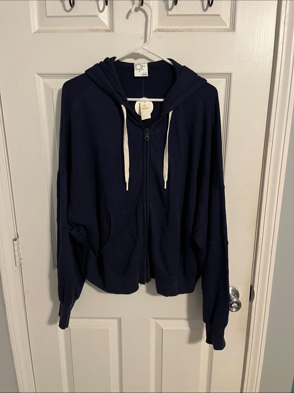 aerie Navy Full-Zip Hoodie with Hood